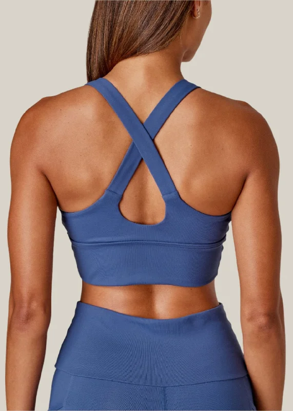 Power Up longline sports bra waterfall