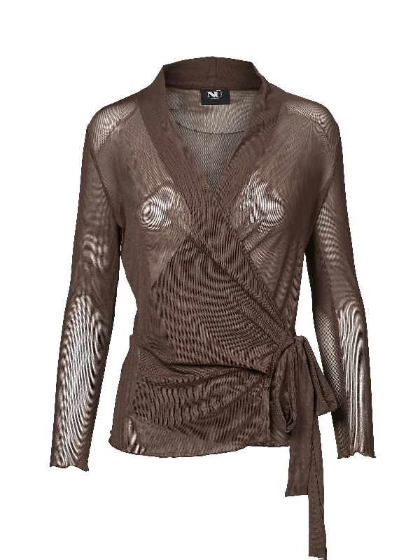 VINJA mesh cardigan - Dark Brown