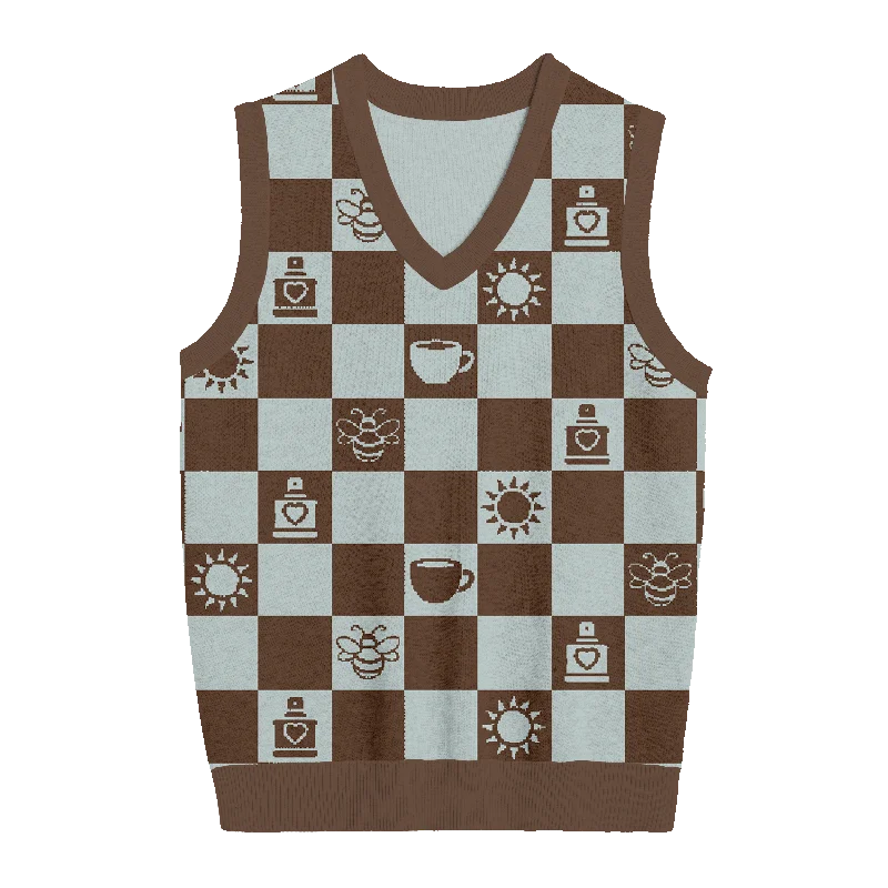 Espresso Checkered Knit Vest