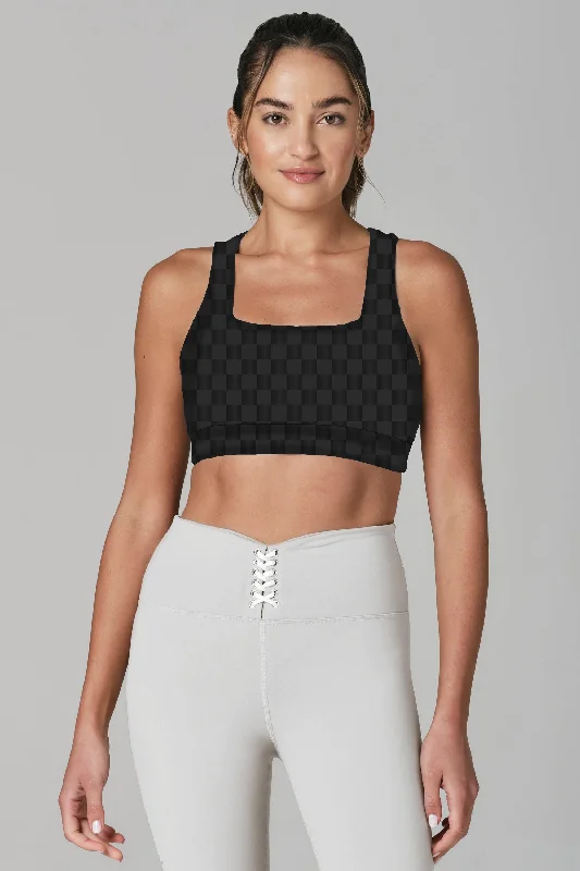 Fair & Square Black Jacquard Sports Bra