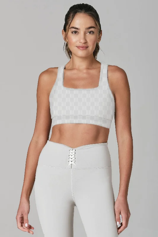 Fair & Square White Jacquard Sports Bra