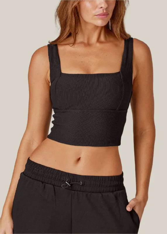 Holy Grail Ribbed Bra Tank Black