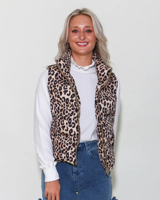 Leopard Puffer Vest