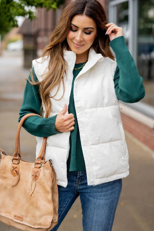 Lightly Corded Stitched Puffer Vest