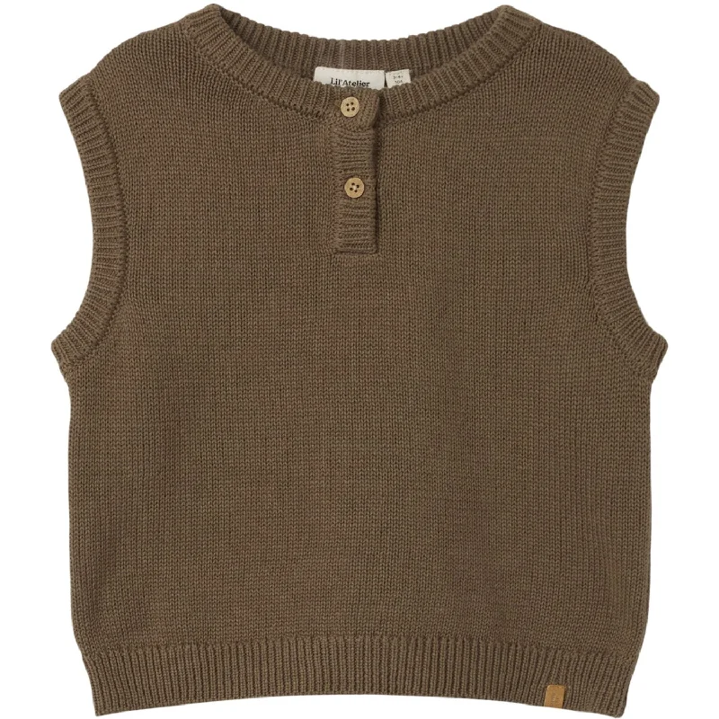 Lil'Atelier Shitake Ramlo Loose Short Knit Vest