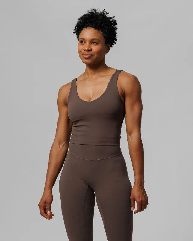 Longline Sports Bra - Woodland Brown