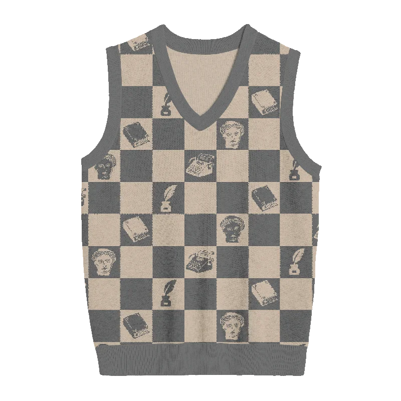 Tortured Poets Aesthetic Checkered Knit Vest