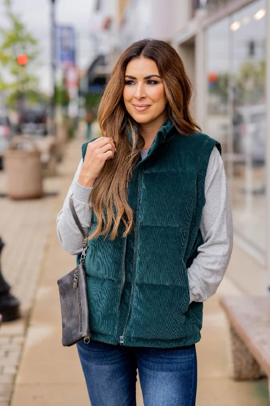 Velvety Soft Corded Puffer Vest