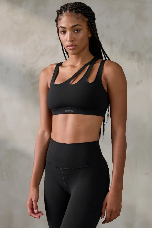 V_SCULPT ASYMMETRIC SPORTS BRA - Black