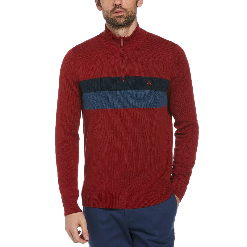 Color Block 1/4 Zip Sweater