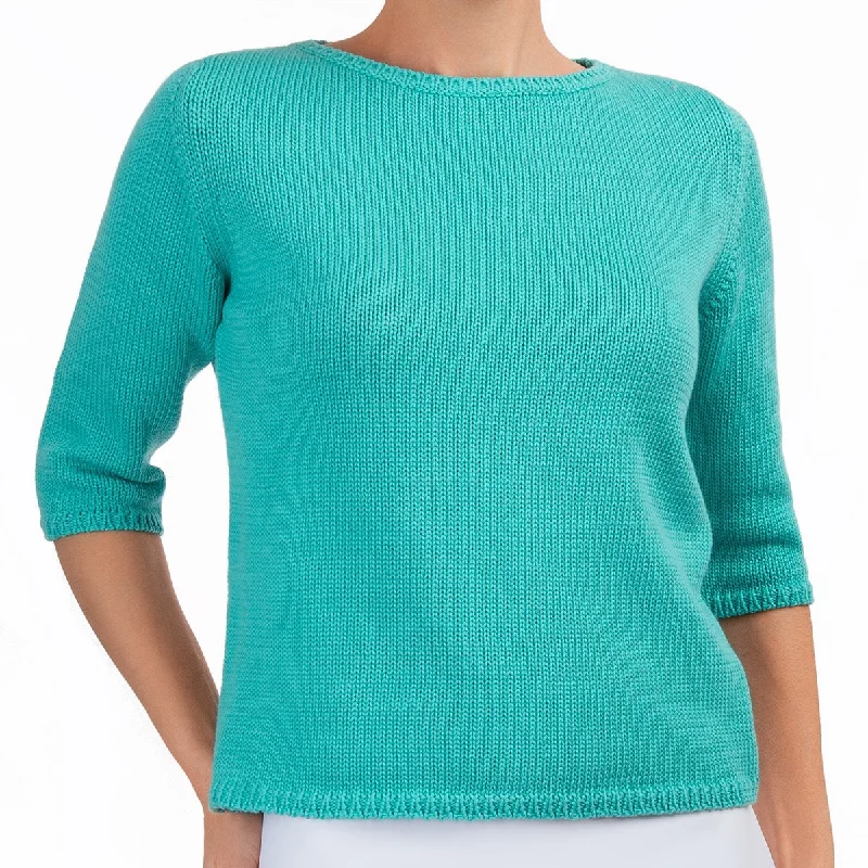 3/4 Sleeve Pullover in Light Teal