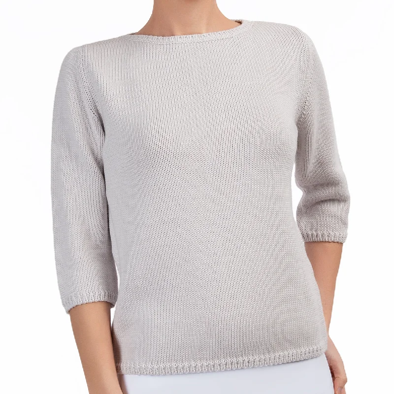 3/4 Sleeve Pullover in Pale Grey