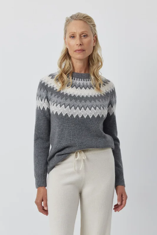 Cashmere Apres Crew - Dark Grey Melange