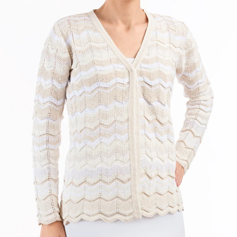 Chevron Cardigan in Beige