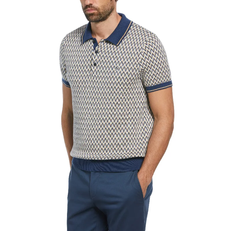 Cotton Jacquard Sweater Polo