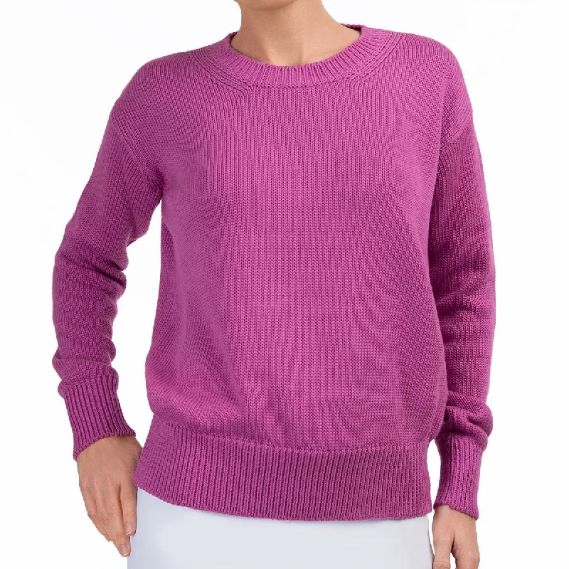 Oversized Round Neck Pullover in Black Raspberry