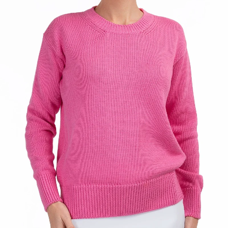 Oversized Round Neck Pullover in Raspberry