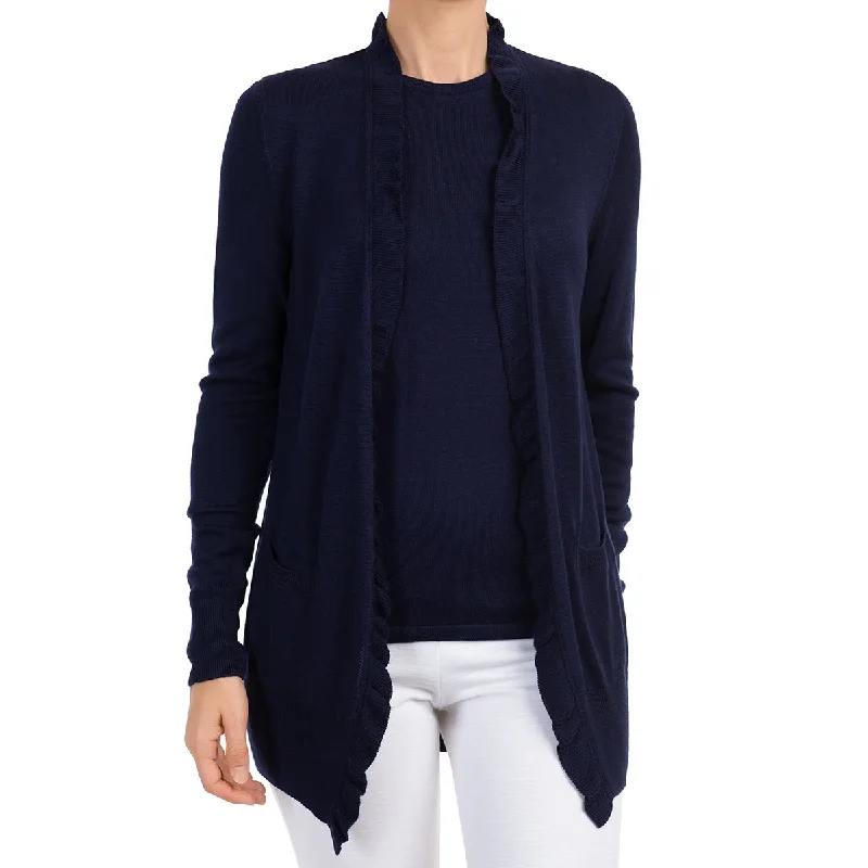 Silk Viscose Cardigan in Navy