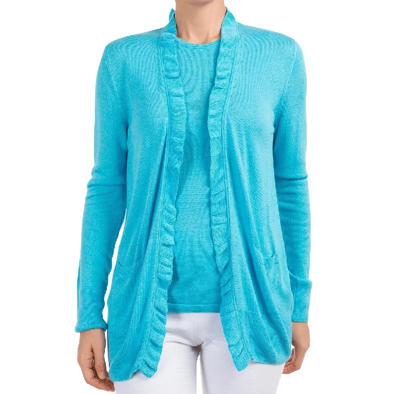 Silk Viscose Cardigan in Turquoise