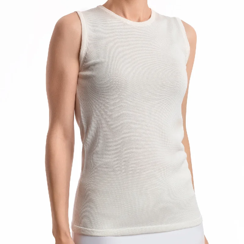 Silk Viscose Tank in White