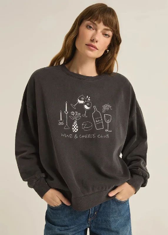 Wine Club Sunday Sweatshirt - Black Sand