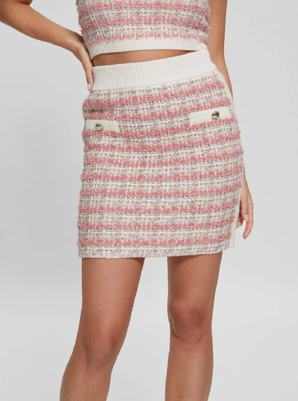 Pink Tweed Knit Mini Skirt