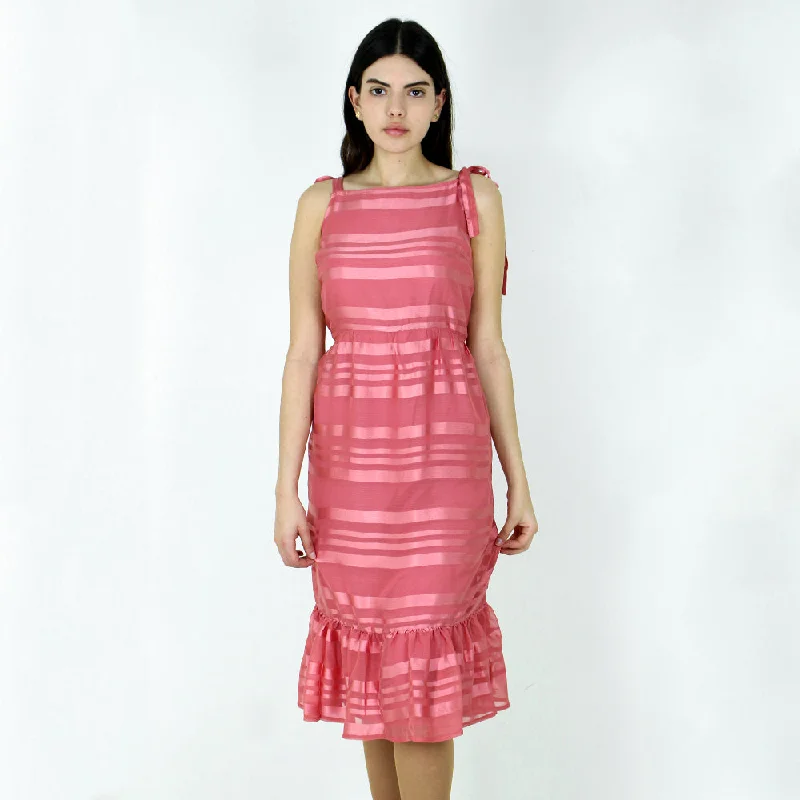 Women's Striped Chiffon Dress,Pink