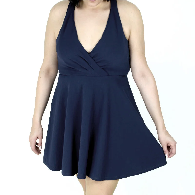 Women's Crisscross-Back Fit & Flare Dress,Navy