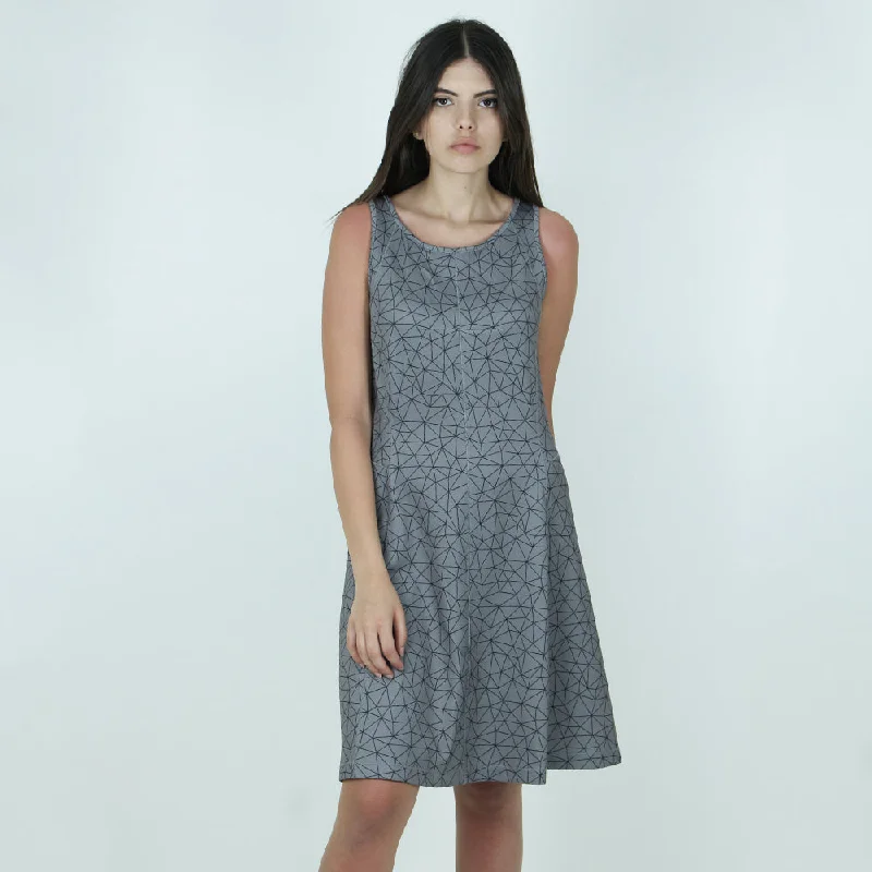 Women's Printed Flare Dress,Grey