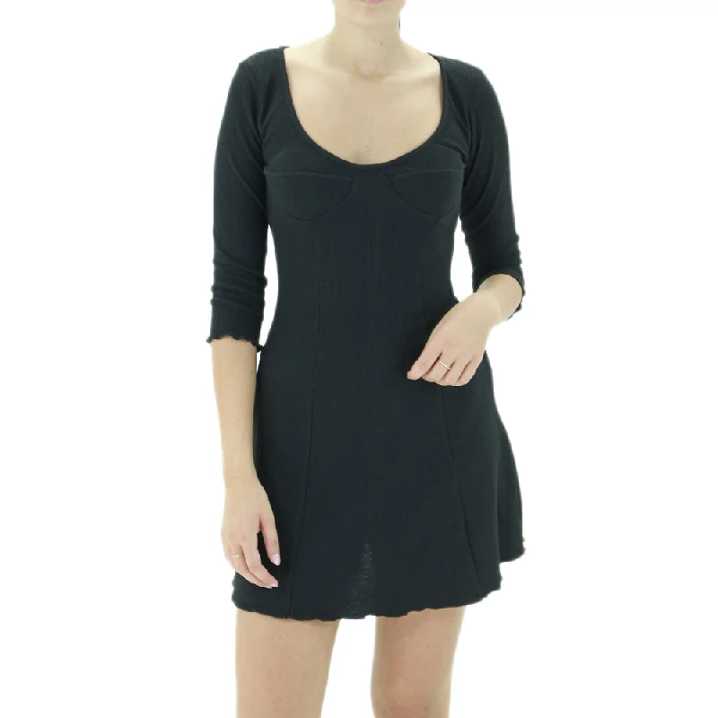 Women's Boucle Knit Short Dress,Black