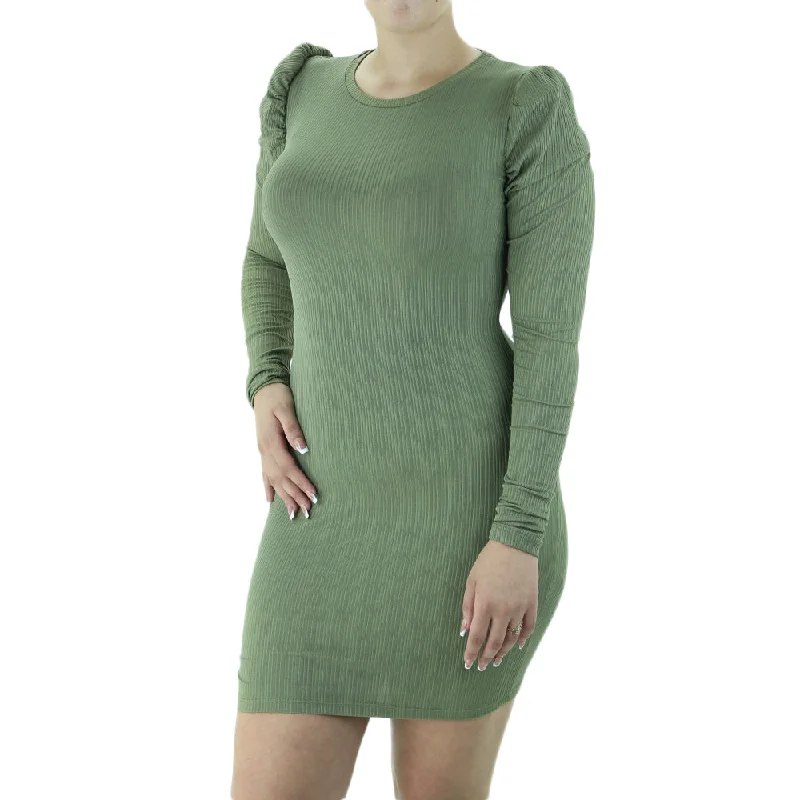 Women's Ribbed Sheath Dress,Olive