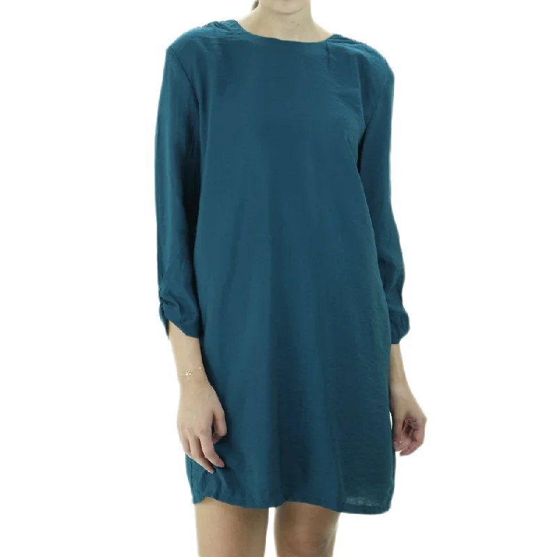 Women's 3/4 Sleeve Plain Mini Dress,Dark Green