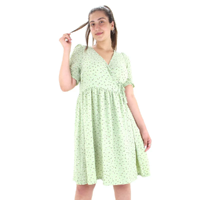 Women's Floral Tie Side Oversized Dress,Light Green