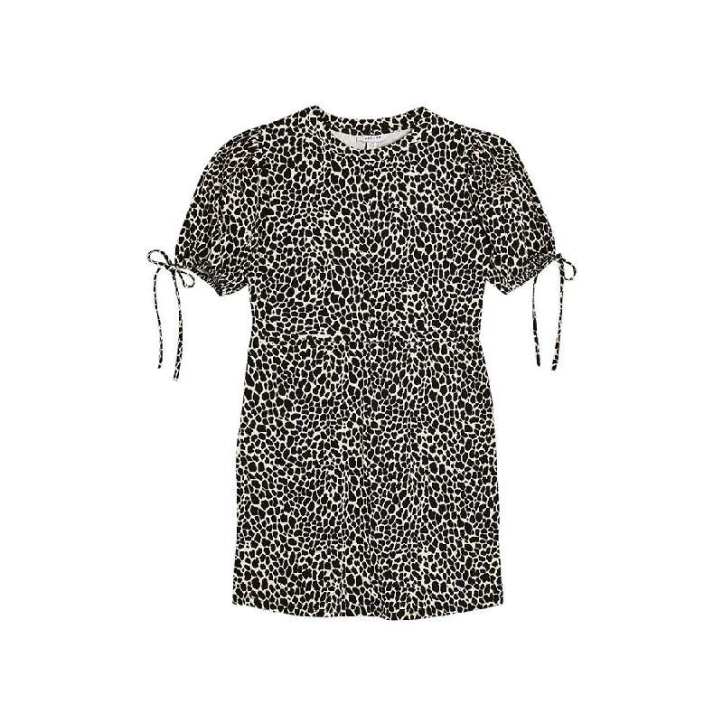 Women's Leopard Print Puff Sleeve Mini Dress,Multi