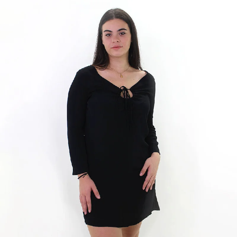 Women's Keyhole Neck Dress,Black