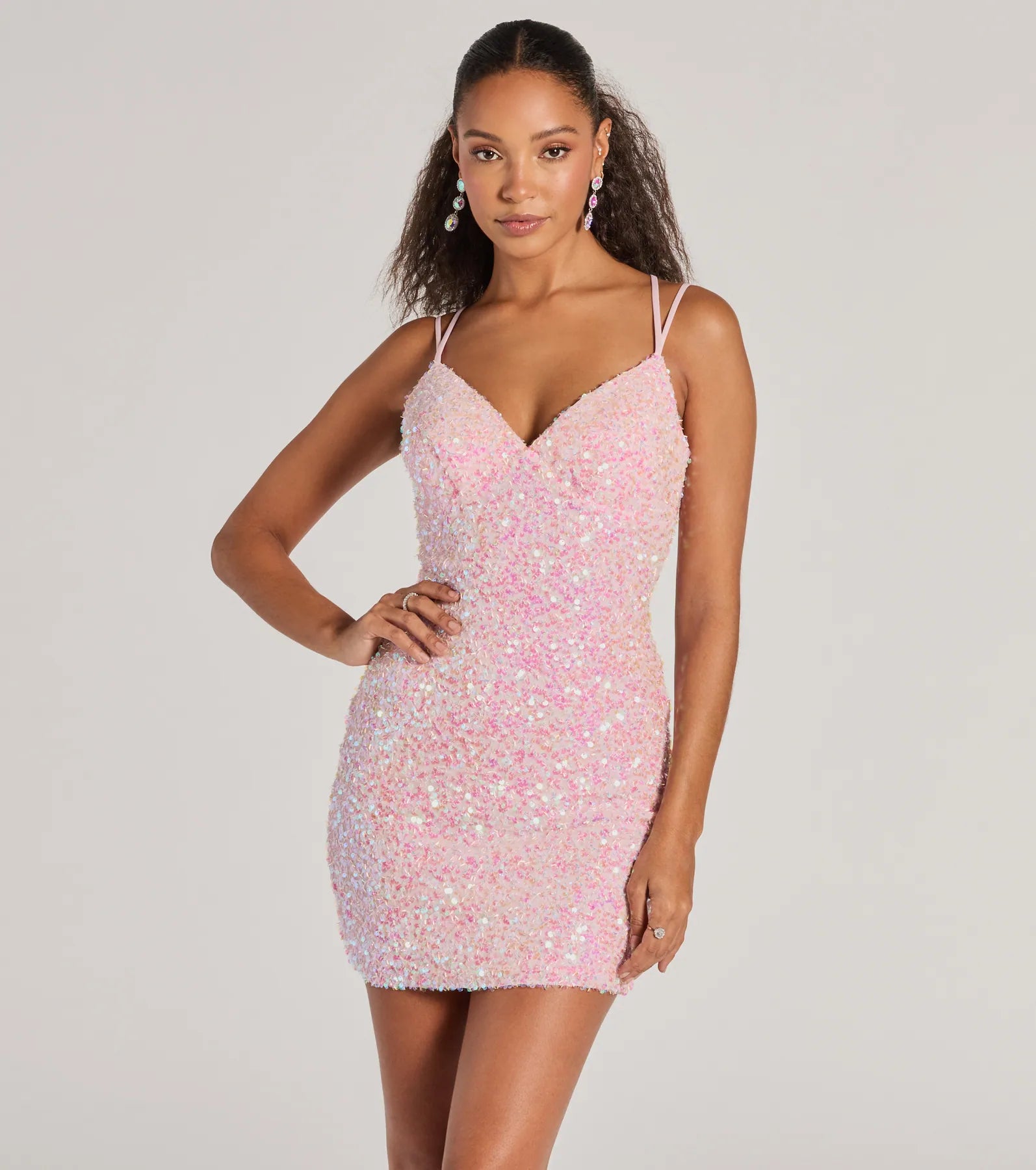 Davina Sequin Lace-Up Bodycon Mini Dress