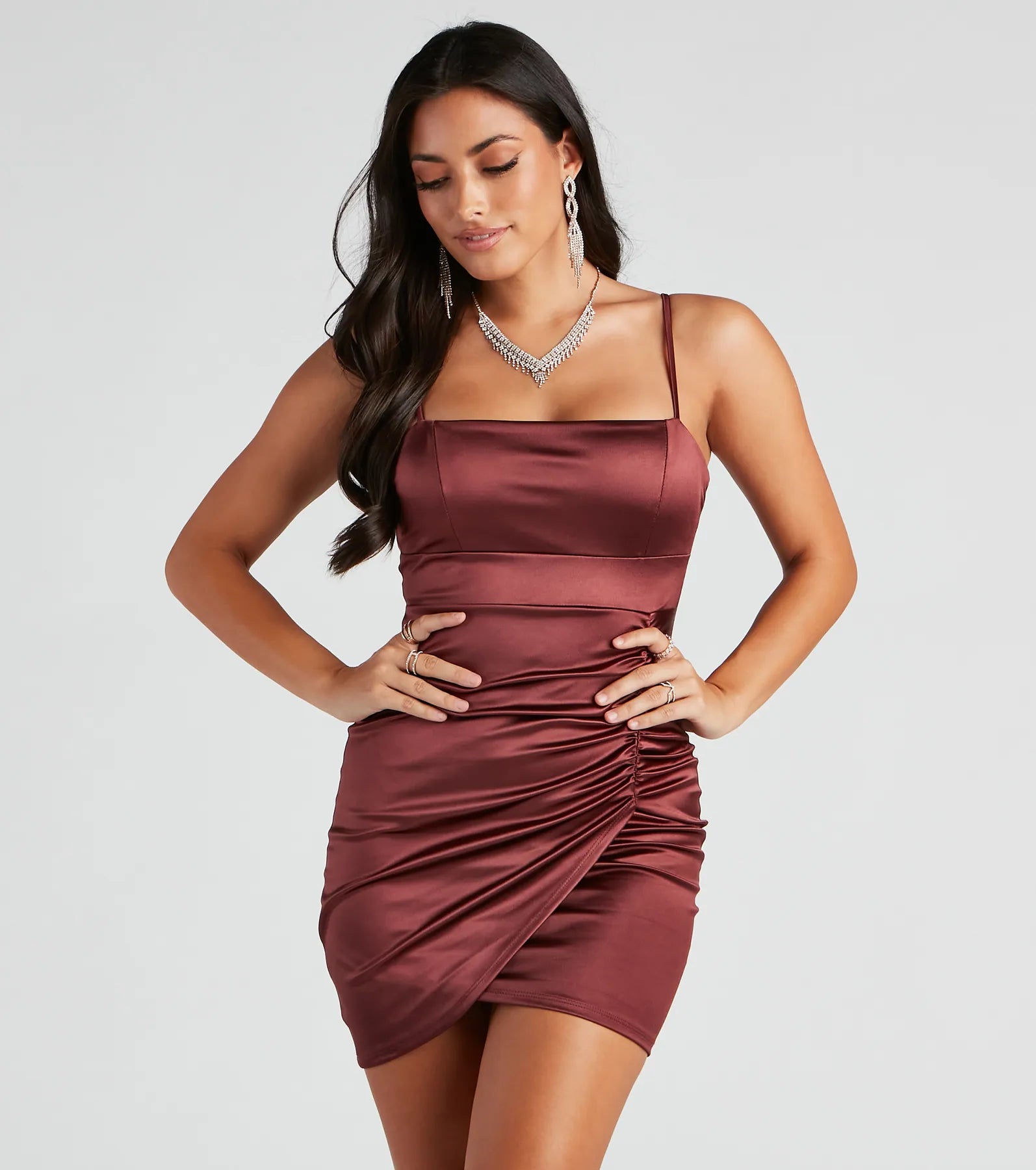 Sultry Attitude Satin Bodycon Dress